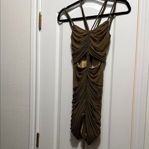 Chic Olive Backless Ruched Dress